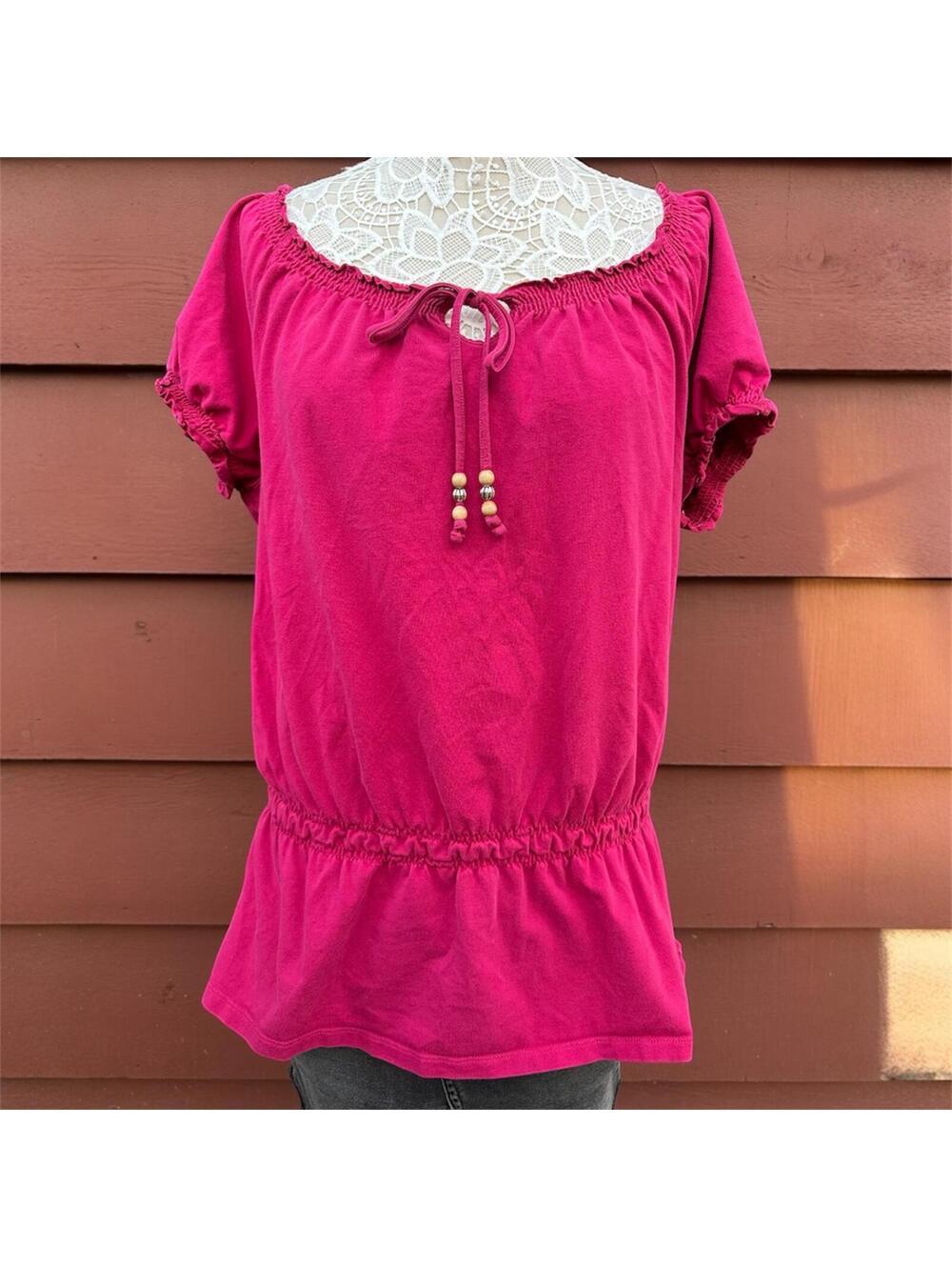 Croft & Barrow Y2K Barbiecore Peplum Blouse
